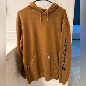 Carhartt Men's Tan Hoodie with Logo Sleeve